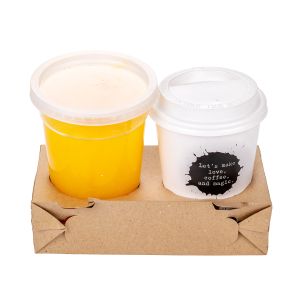 PORTAVASOS BASE CARTON PARA 2 VASOS BIOHZ (18.2*9.2*5.3CM) *400UNID