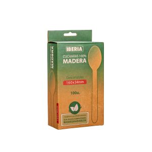 CUCHARA MADERA.POSTRE DESCARTABLE IBERIA (34MM*16CM) *100UNID