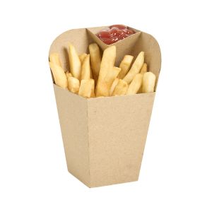 CAJA DELIVERY BIOHZ PAPAS FRITAS CONTENEDOR KRAFT C/DIPPER (15*7.5*9.5CM) *375UNID