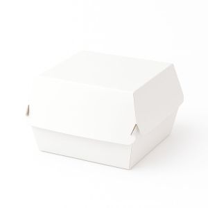 CAJA PARA HAMBURGUESA CARTULINA BLANCA (C/ENCASTRE 12.5X11.5X7.5CM) mE *100UNID