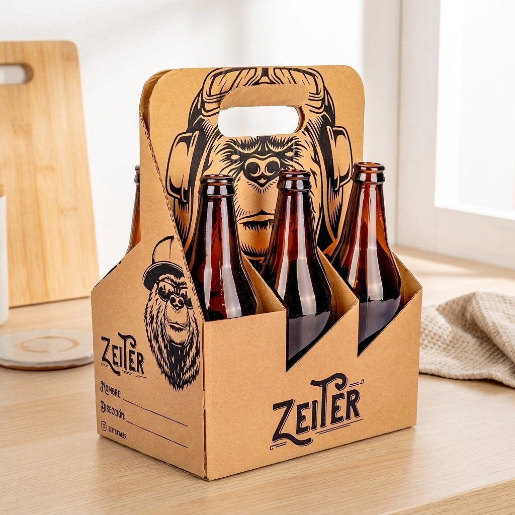 mEP CAJA CERVEZA CARTON MICRO MARRON/MARRON 6 PORRONES X UNIDAD