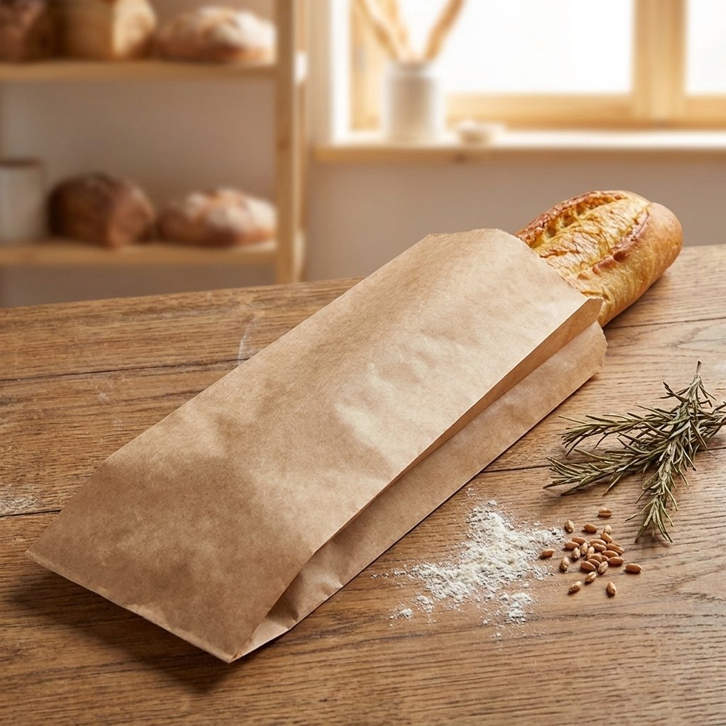 mEP BOLSA PAPEL FACTURAS KRAFT PERSONALIZADA 1 BAGUETTE (9*56CM) X UNIDAD